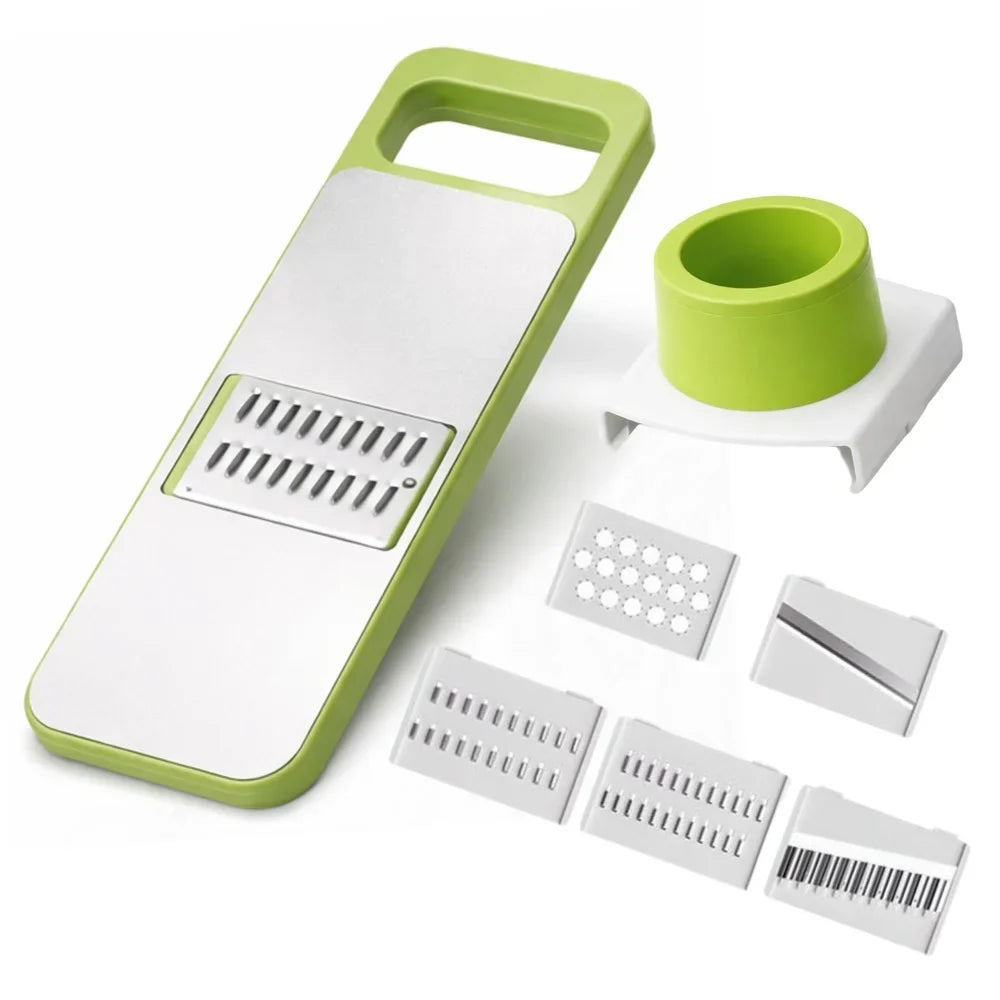 5-in-1 Vegetable Slicer &amp; Shredder — Adjustable Stainless Steel Blades