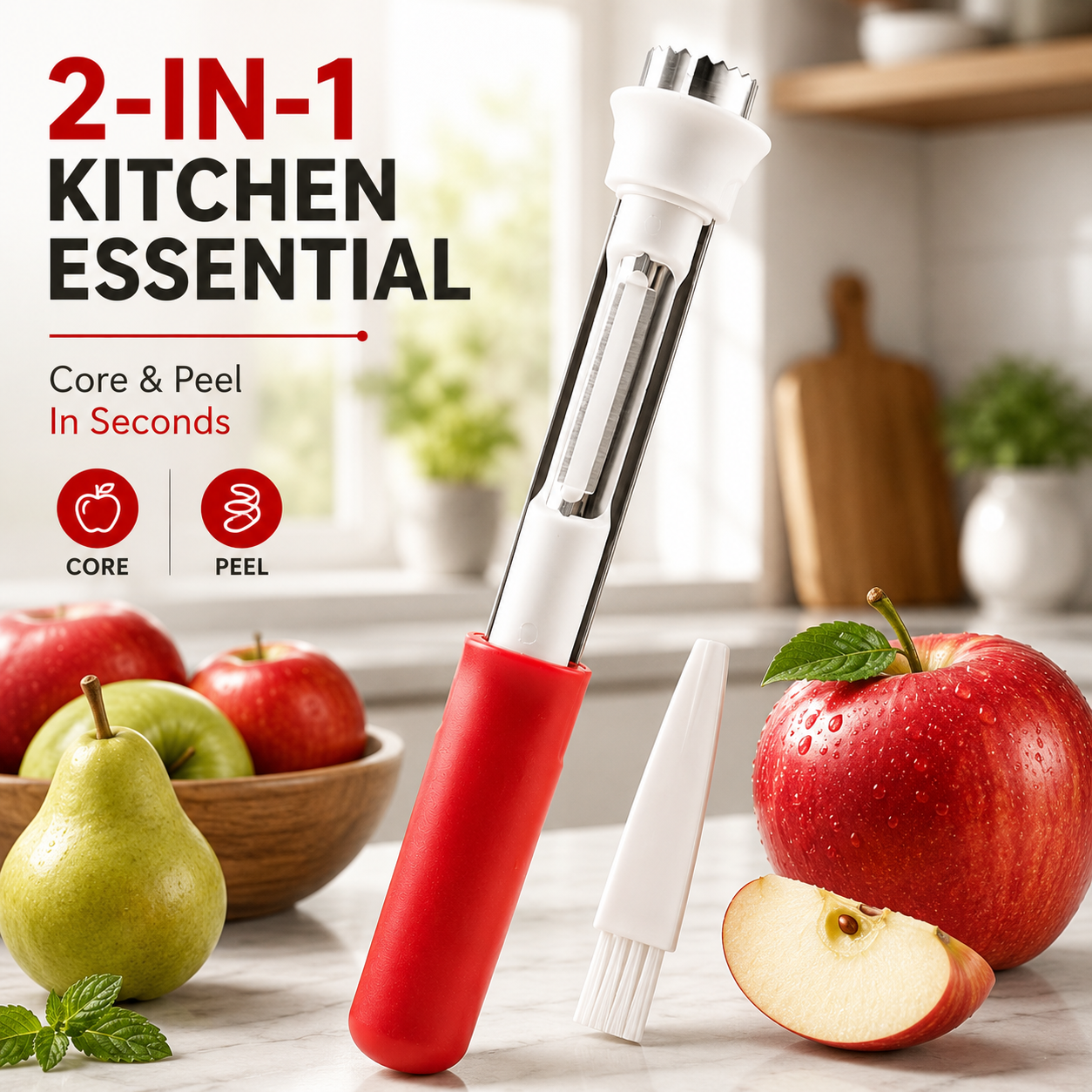 🍎2pack- 2-in-1 Fruit Corer & Peeler | Core & Peel in Seconds