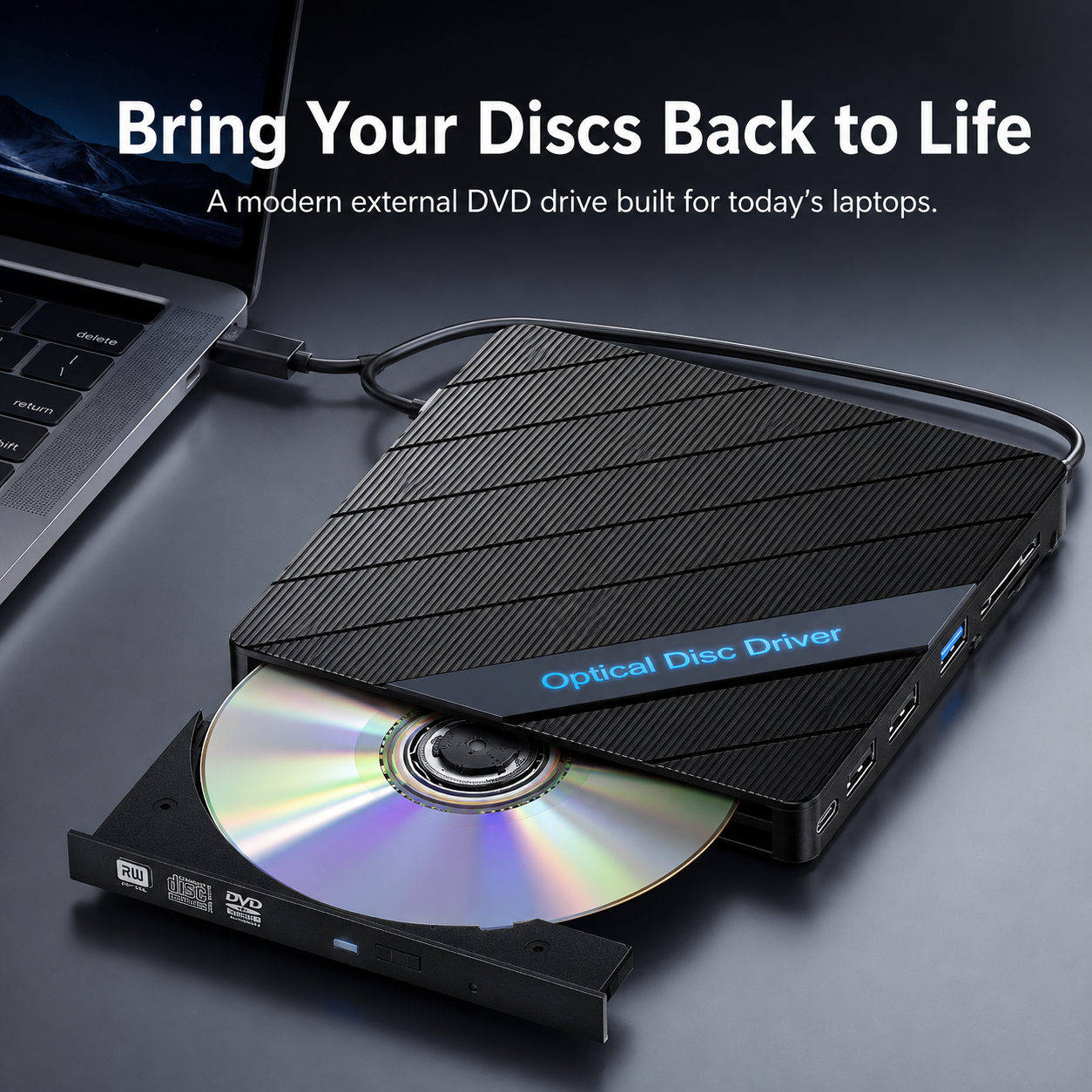 🔥 All-in-One External DVD Drive – Read, Burn, Transfer & Expand Your Laptop Connections