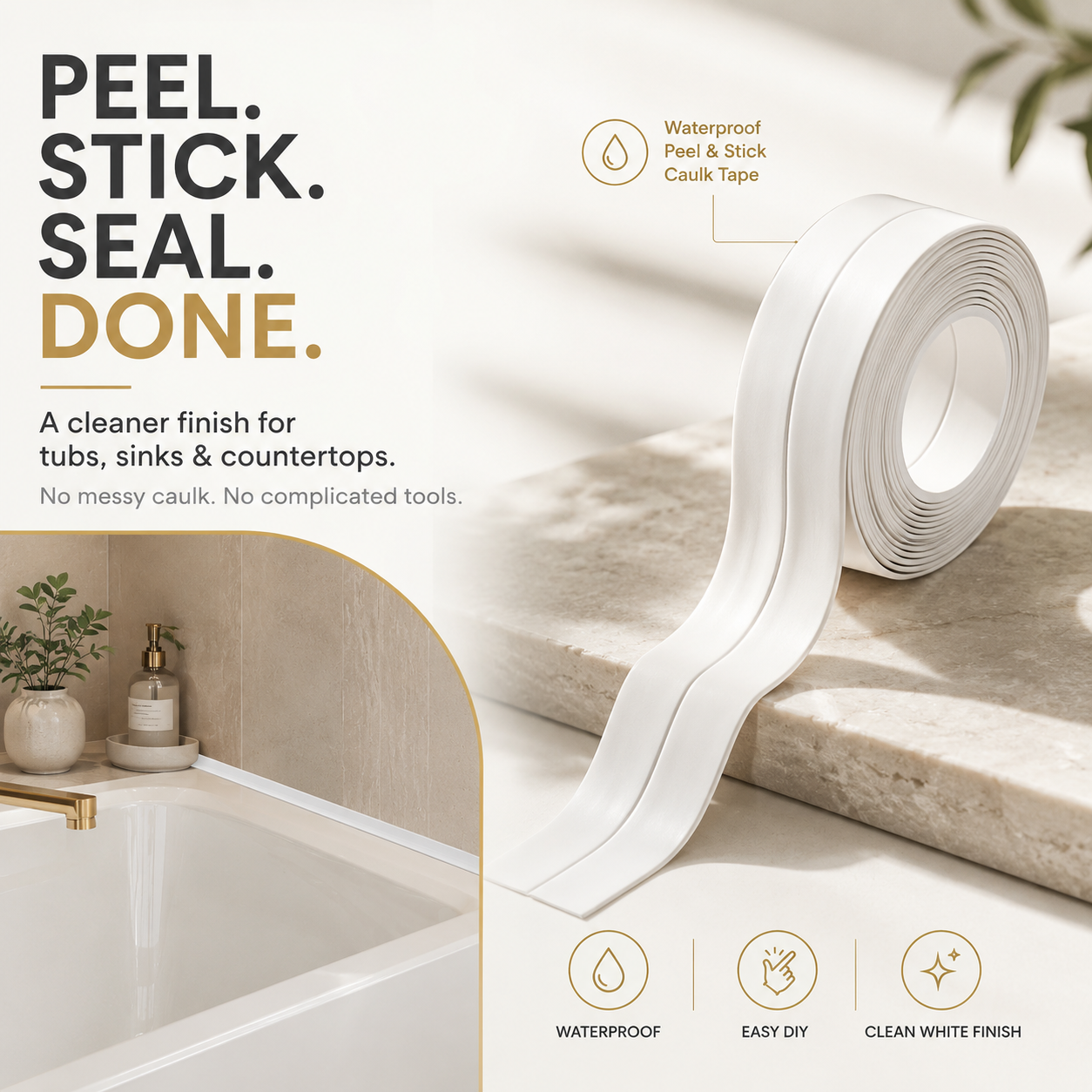 💧 Waterproof Peel & Stick Caulk Tape
