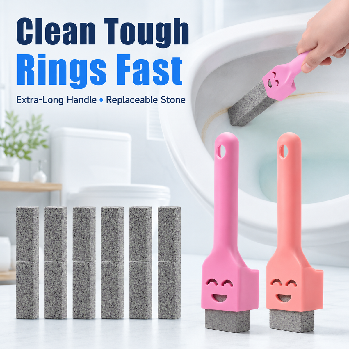🚽 Long-Handle Pumice Cleaning Wand – Target Tough Hard Water Rings