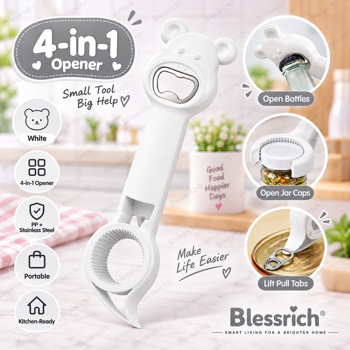 🍾 4-in-1 Multifunctional Jar & Bottle Opener
