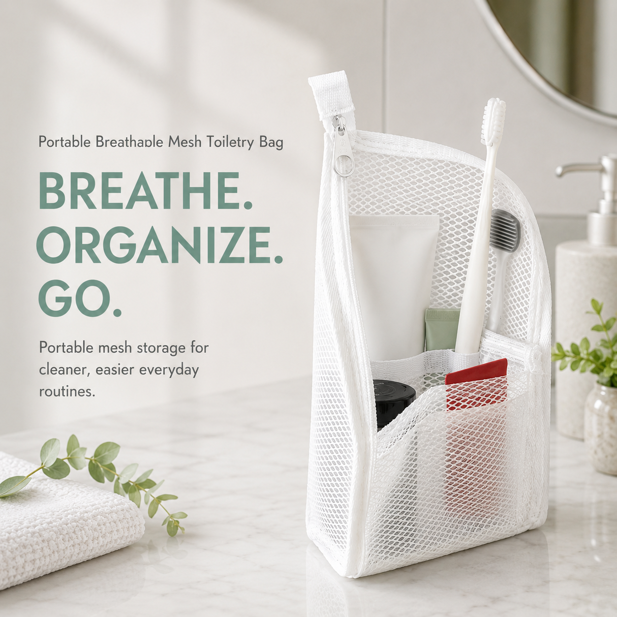 🧳 2-Pack Hanging Mesh Toiletry Bags — Breathable Travel Organizer With Toothbrush Slots & Quick-Dry Storage