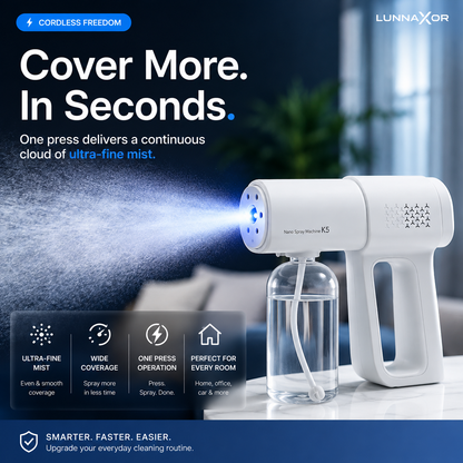 💨 Cordless Nano Mist Sprayer with UV Light – 2-Speed Fine Mist Spray Gun