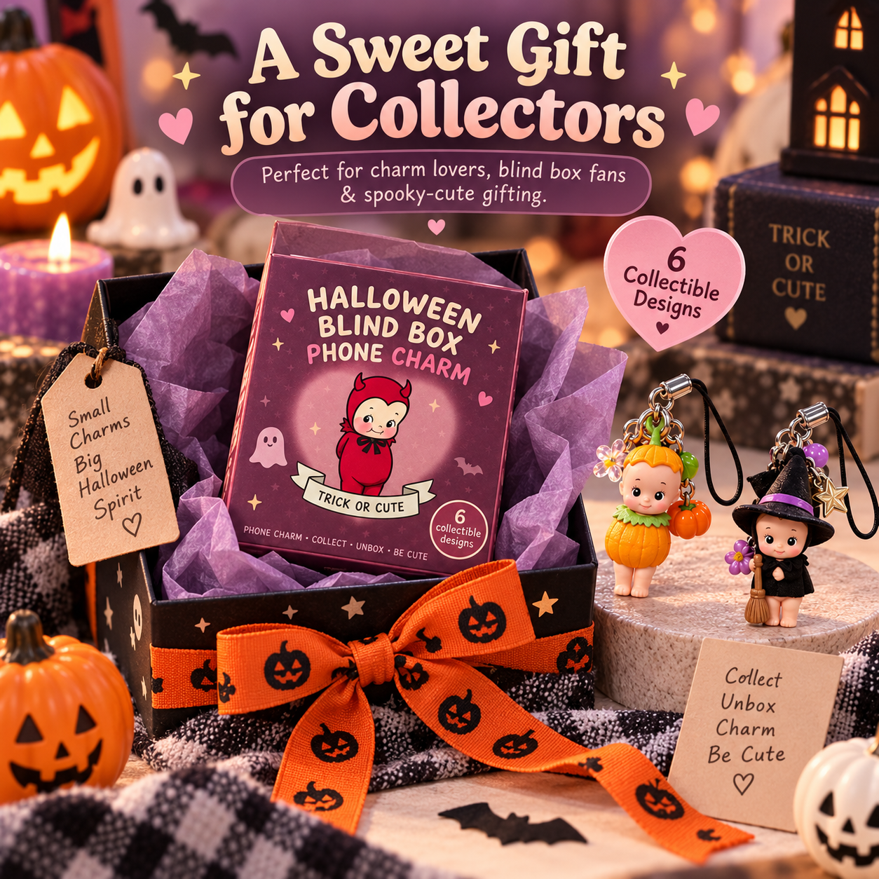 🎃 Halloween Mystery Blind Box Phone Charm – 1 of 6 Spooky-Cute Collectible Designs
