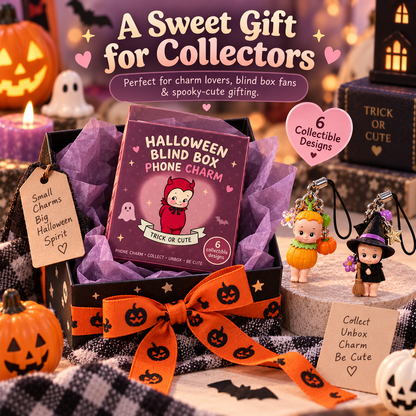 🎃 Halloween Mystery Blind Box Phone Charm – 1 of 6 Spooky-Cute Collectible Designs