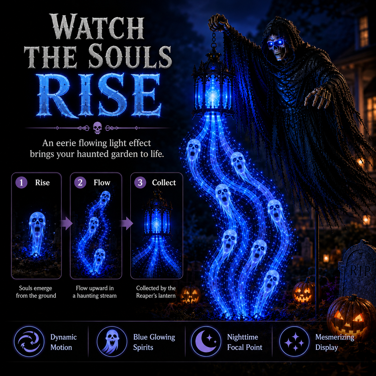 💀 Halloween Soul Harvester Animated Solar Garden Light