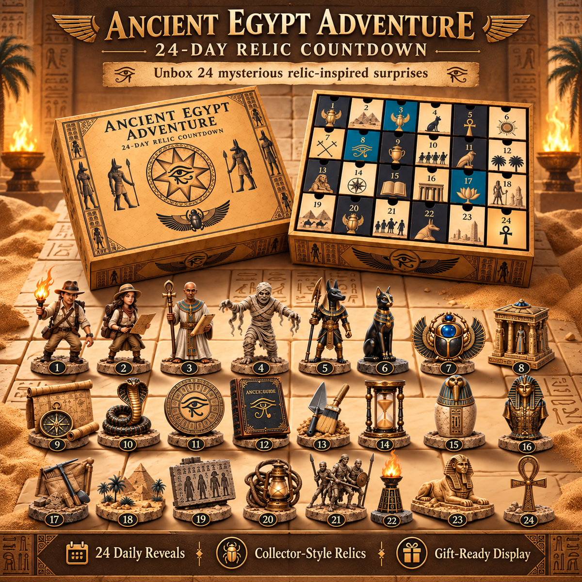 🏺 24-Day Ancient Egypt Relic Countdown Calendar – Collector Editions
