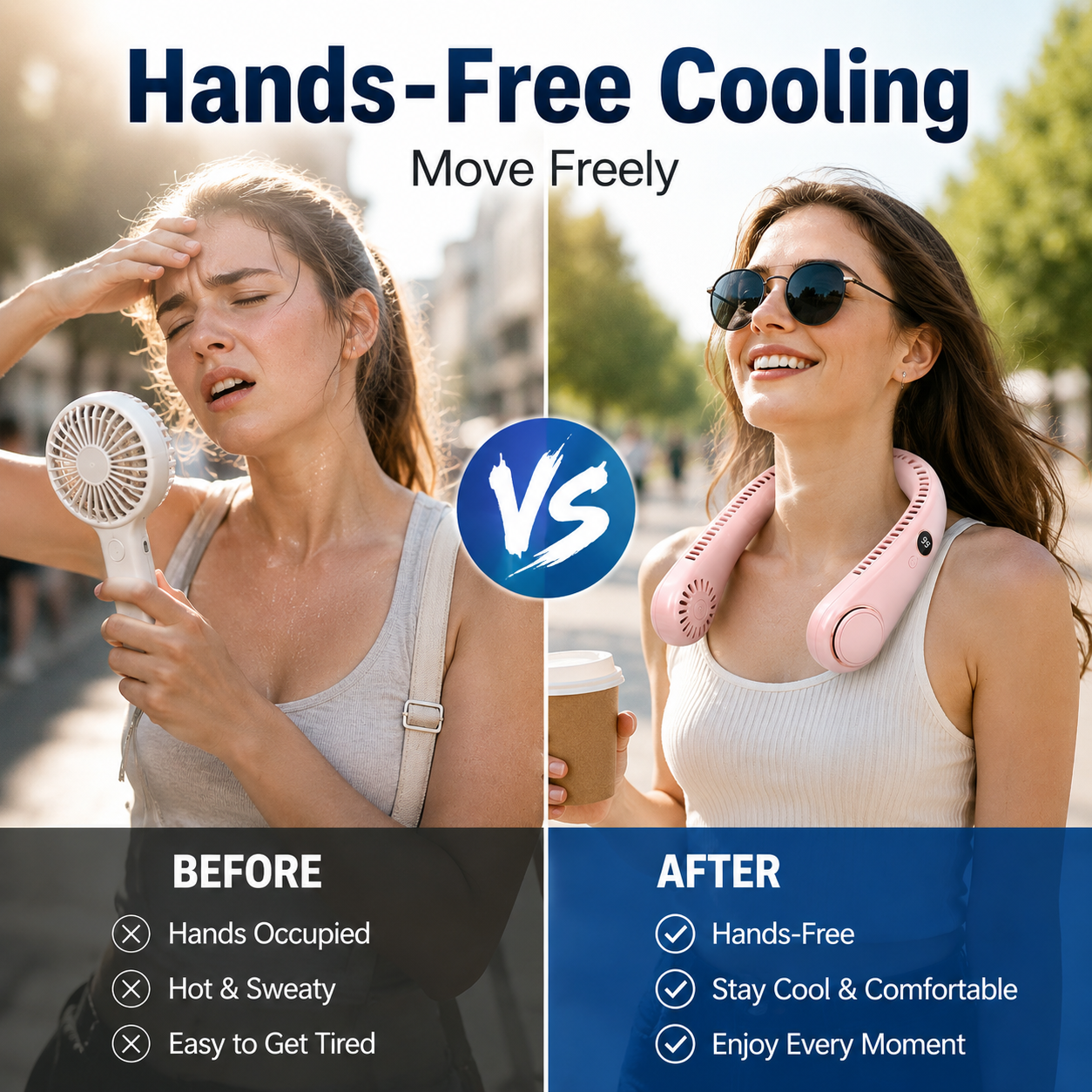 ❄️ Bladeless Neck Fan – Hands-Free Turbo Cooling with LED Display