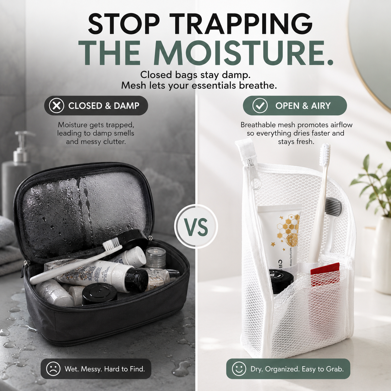 🧳 2-Pack Hanging Mesh Toiletry Bags — Breathable Travel Organizer With Toothbrush Slots & Quick-Dry Storage