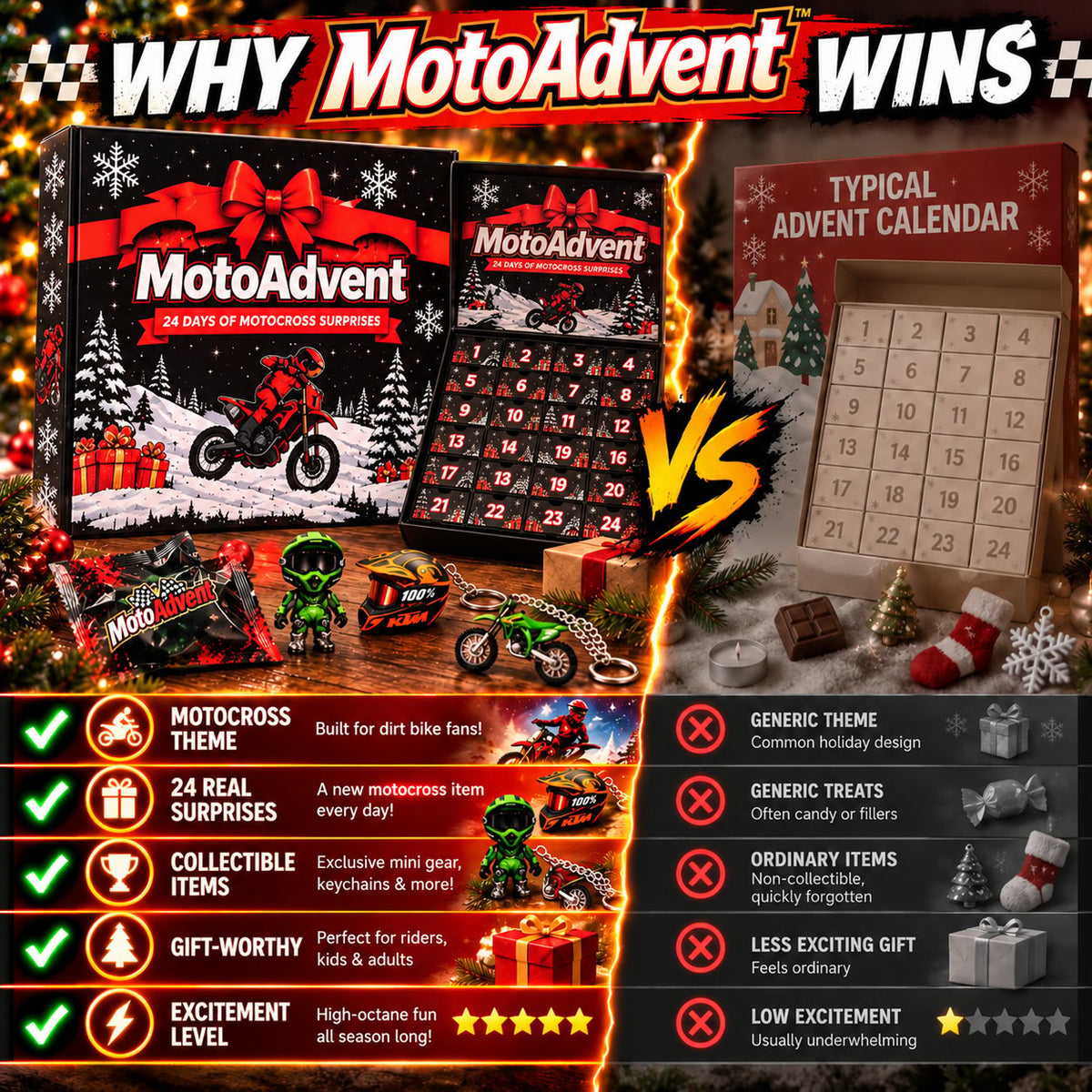 Motocross Lover Advent Calendar | 24 Days of Rider Themed Gifts, No Candy Fillers
