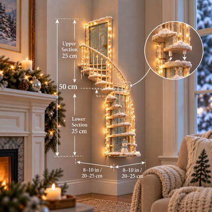 ❄️ Light-Up Winter Fairy Door Staircase – Enchanted LED Wall Decoration