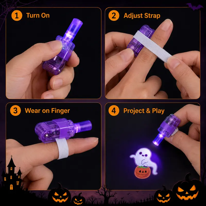 🎃 Halloween LED Projector Rings | Spooky Light-Up Party Favors for Kids