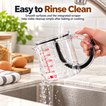 🥣 Adjustable Measuring Cup with Built-In Scraper – 1 Cup / 250 mL for Baking & Cooking