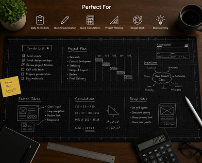 🖊️✨The Blueprint Deskmat Includes the Blueprint Marker💻A Double-Sided Deskmat to Draw, Erase & Redraw As Needed