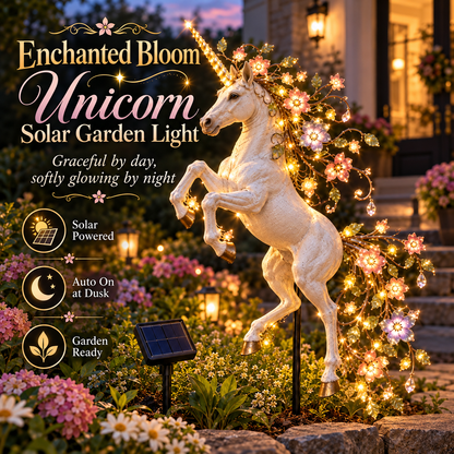 🦄 Enchanted Bloom Unicorn Solar Garden Light – Floral LED Outdoor Yard Decor