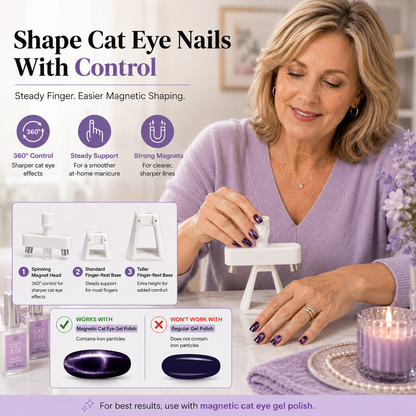 💅 Rotating Cat Eye Gel Nail Magnet Tool with Dual Height Finger Rests 💎