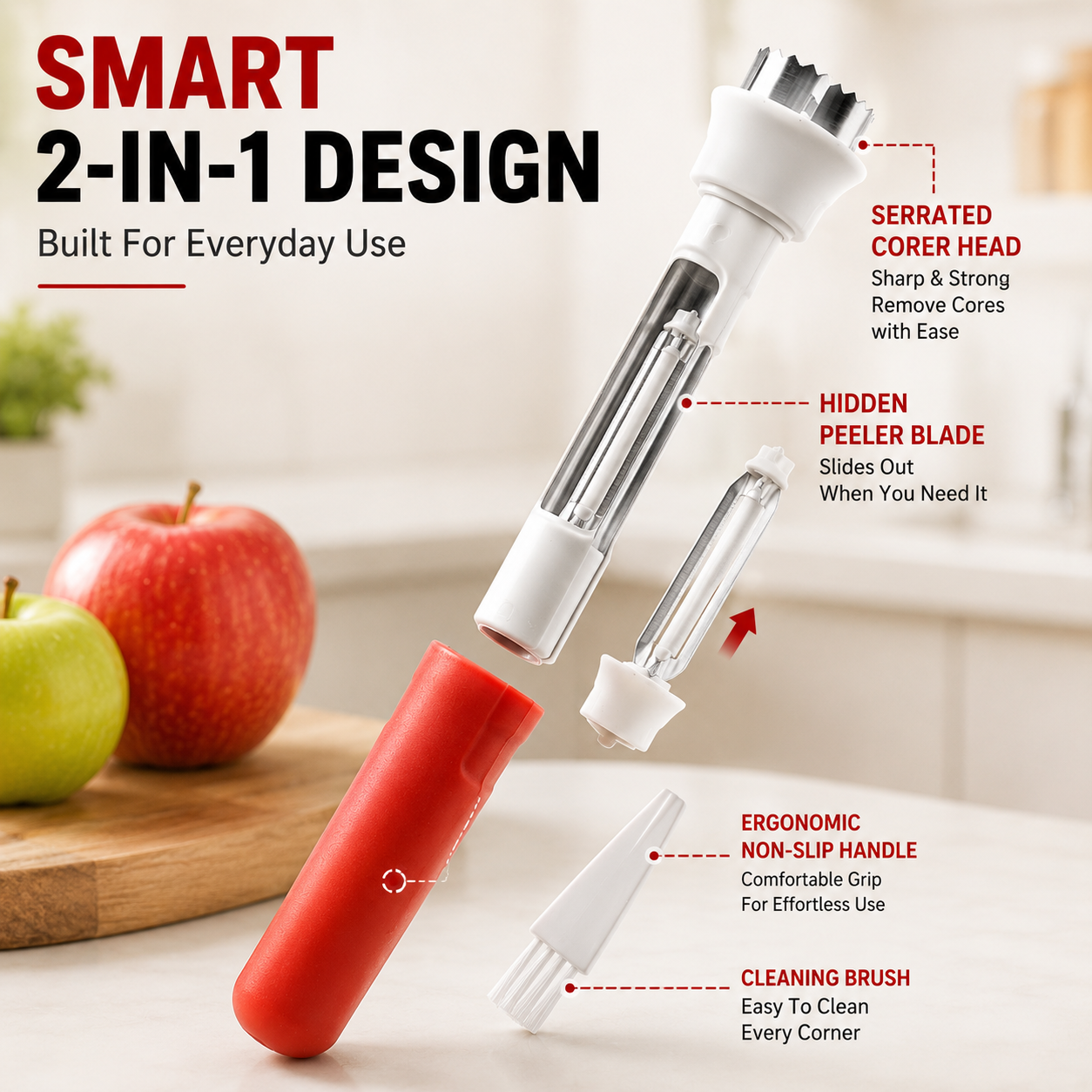 🍎2pack- 2-in-1 Fruit Corer & Peeler | Core & Peel in Seconds