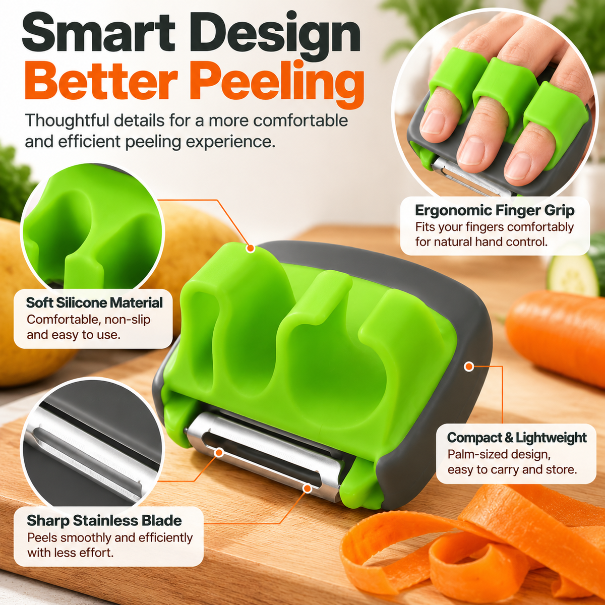 🥕2Pcs Palm Vegetable Peeler – Finger Grip Kitchen Tool for Faster & Easier Food Prep