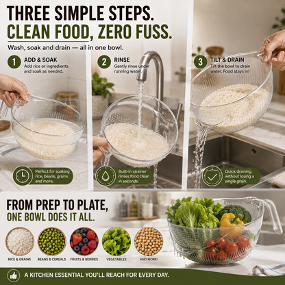 🥗 Multi-Purpose Kitchen Colander Bowl – Food Strainer Basket for Washing, Draining & Serving Fruits, Vegetables & Pasta
