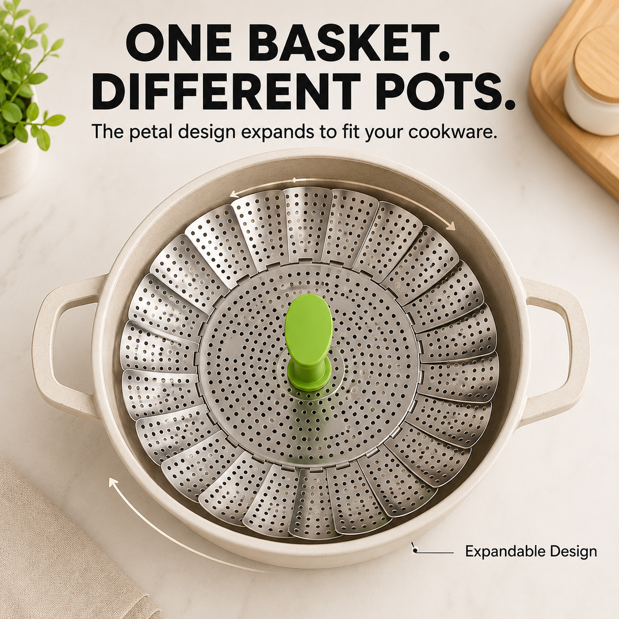 🥦 Expandable Steamer Basket – Turn Any Pot Into a Steamer