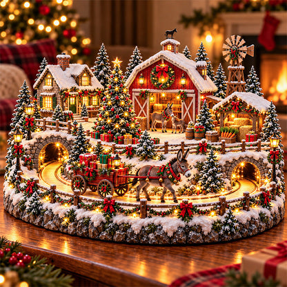 🫏 Animated Christmas Donkey Village | Moving Gift Wagon Holiday Display