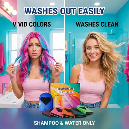 🌈Washable Temporary Hair Chalk Set - Portable, Non-toxic Hair Color Powder for Sports Events, Festivals, Cosplay campingessentials
