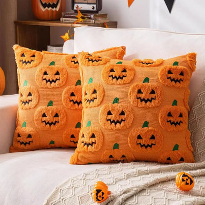Embroidered Pumpkin Pillow Cover – Cozy Halloween Decor