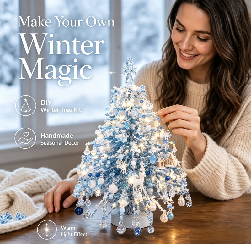 Winter themed blue and white DIY beaded tree kit