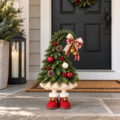 🎄 Whimsical Christmas Elf Tree – Cute Red Boots & Vintage Holiday Charm