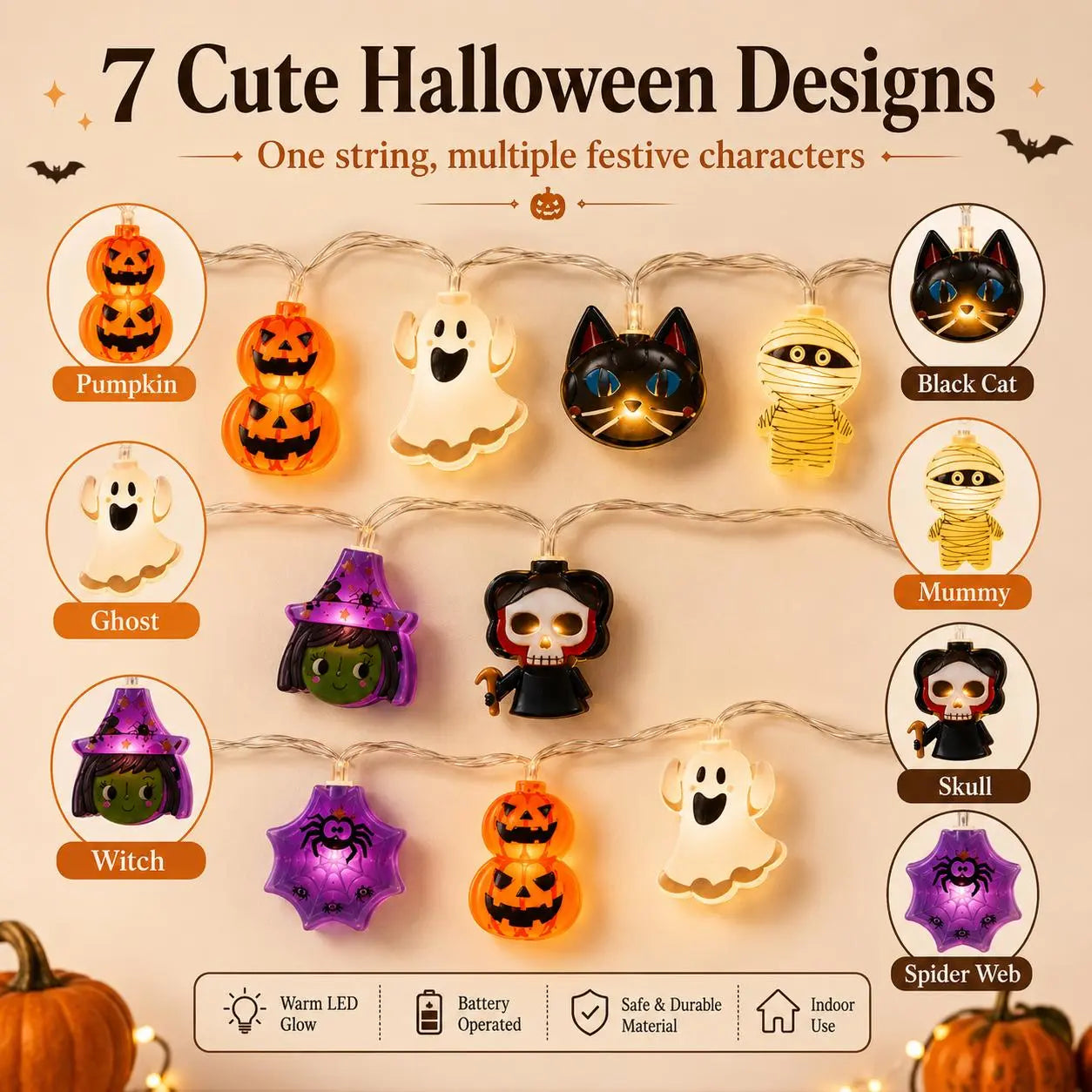 🎃USB-Powered Pumpkin LED String Lights