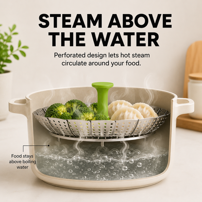 🥦 Expandable Steamer Basket – Turn Any Pot Into a Steamer