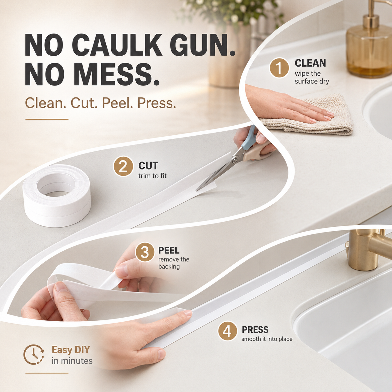 💧 Waterproof Peel & Stick Caulk Tape