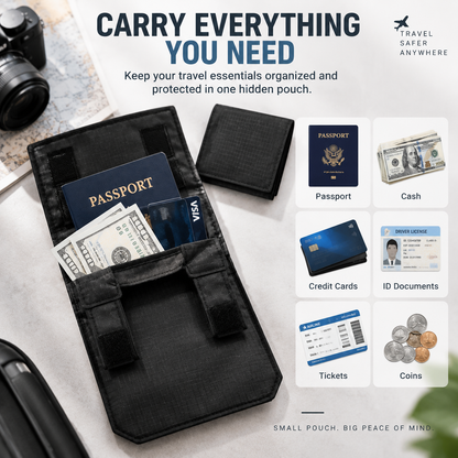 ✈️ Hidden Anti-Theft Passport Pouch – Slim Travel Security Belt Wallet for Cash, Cards & Documents