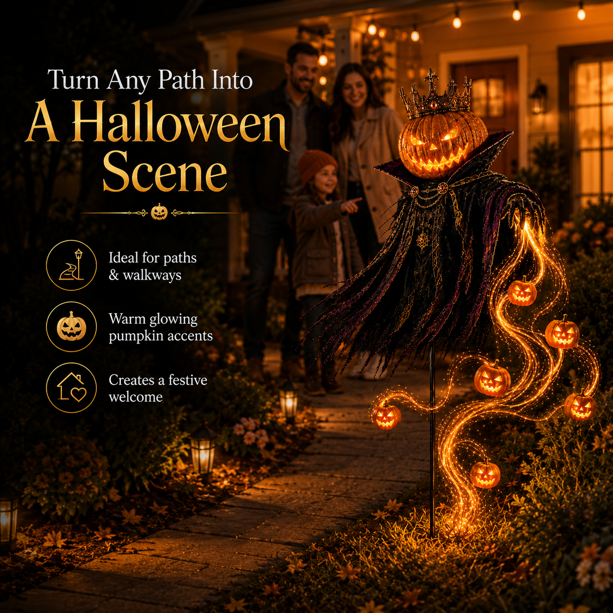 🎃 Solar Pumpkin King Garden Stake – Fiber Optic Halloween Yard Light