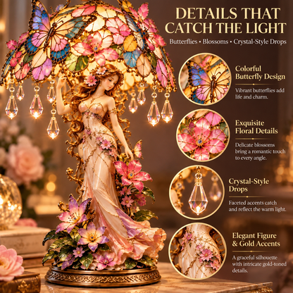 🦋 Butterfly Blossom Fairy Accent Lamp – Warm Floral Glow