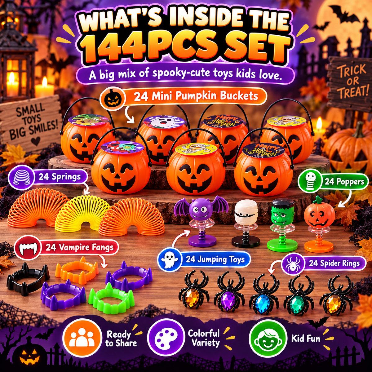 🎃144PCS Halloween Toy and Gift Set for Kids