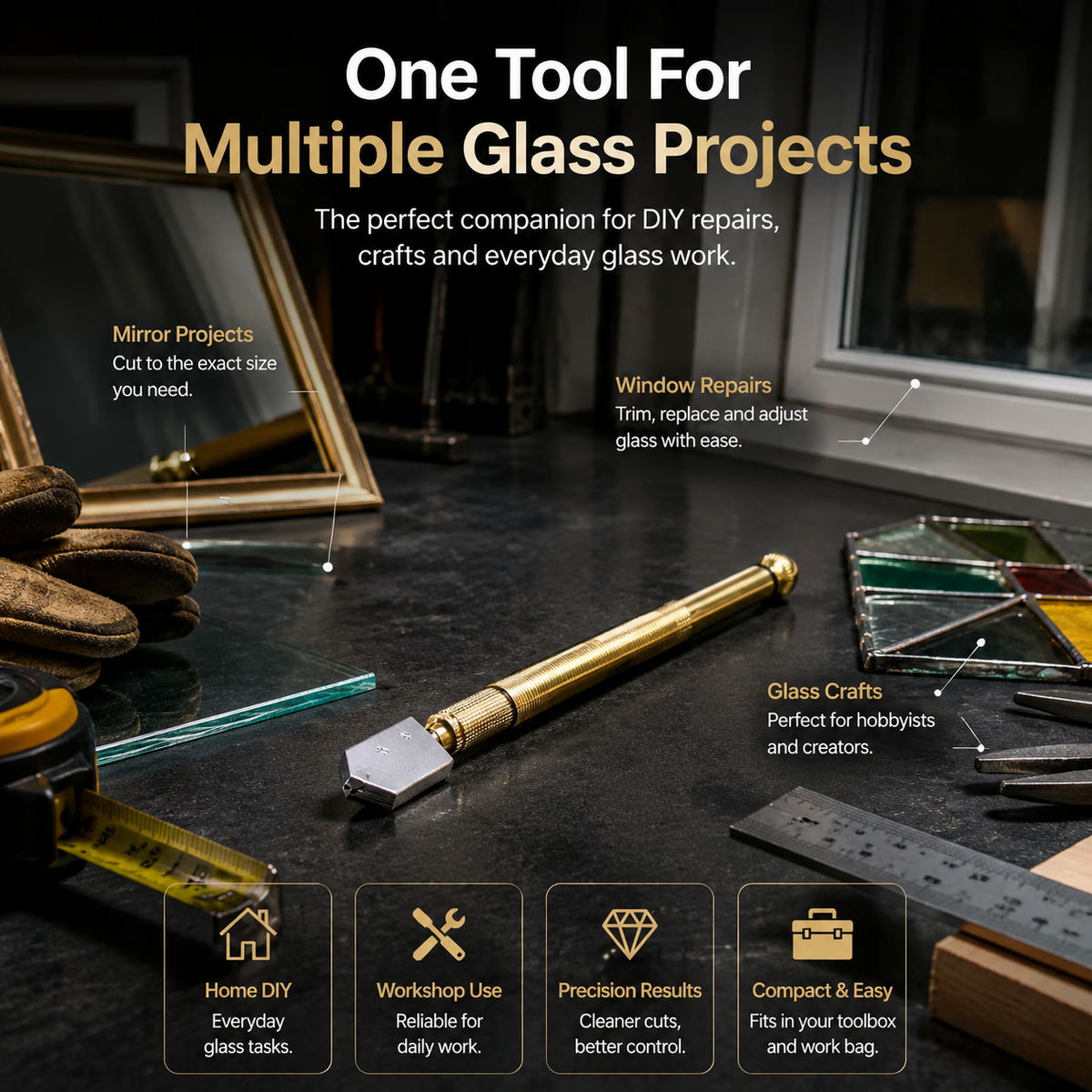 🔧 5 pcs Precision Glass Cutte