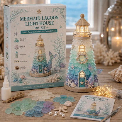 🌊 DIY Sea Glass Lighthouse Kit – Create Your Own Glowing Coastal Decor