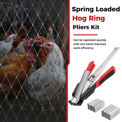 Spring-Loaded Hog Ring Pliers Kit with 100 C-Clips