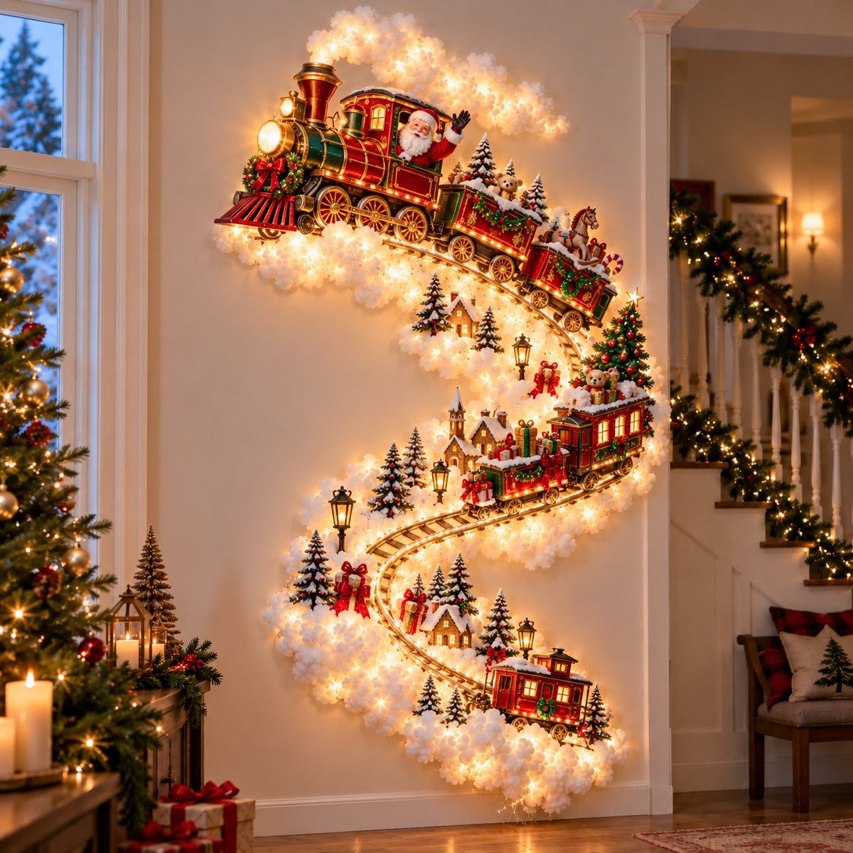 🎄 Christmas Magic Trail Wall Light – 120cm Light-Up Holiday Wall Decor