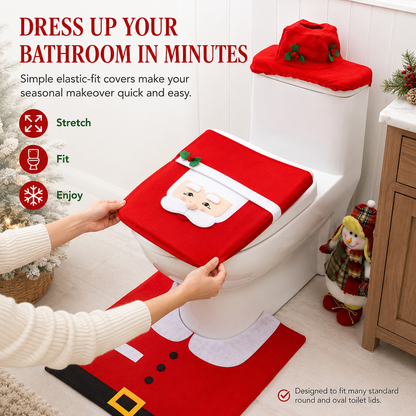 🎅Christmas Toilet Decor Set | 3-Piece Bathroom Holiday Makeover