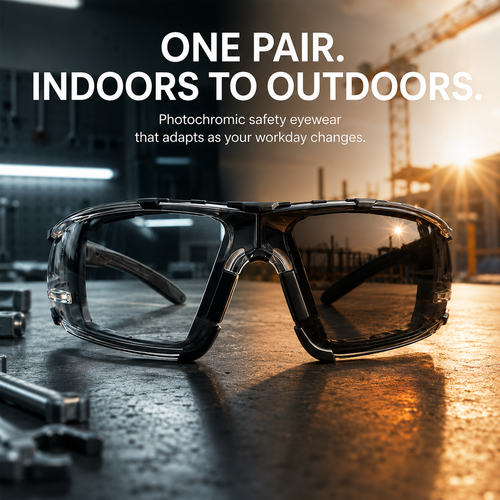 🕶️ Photochromic Safety Glasses – Indoor & Outdoor Impact Protection