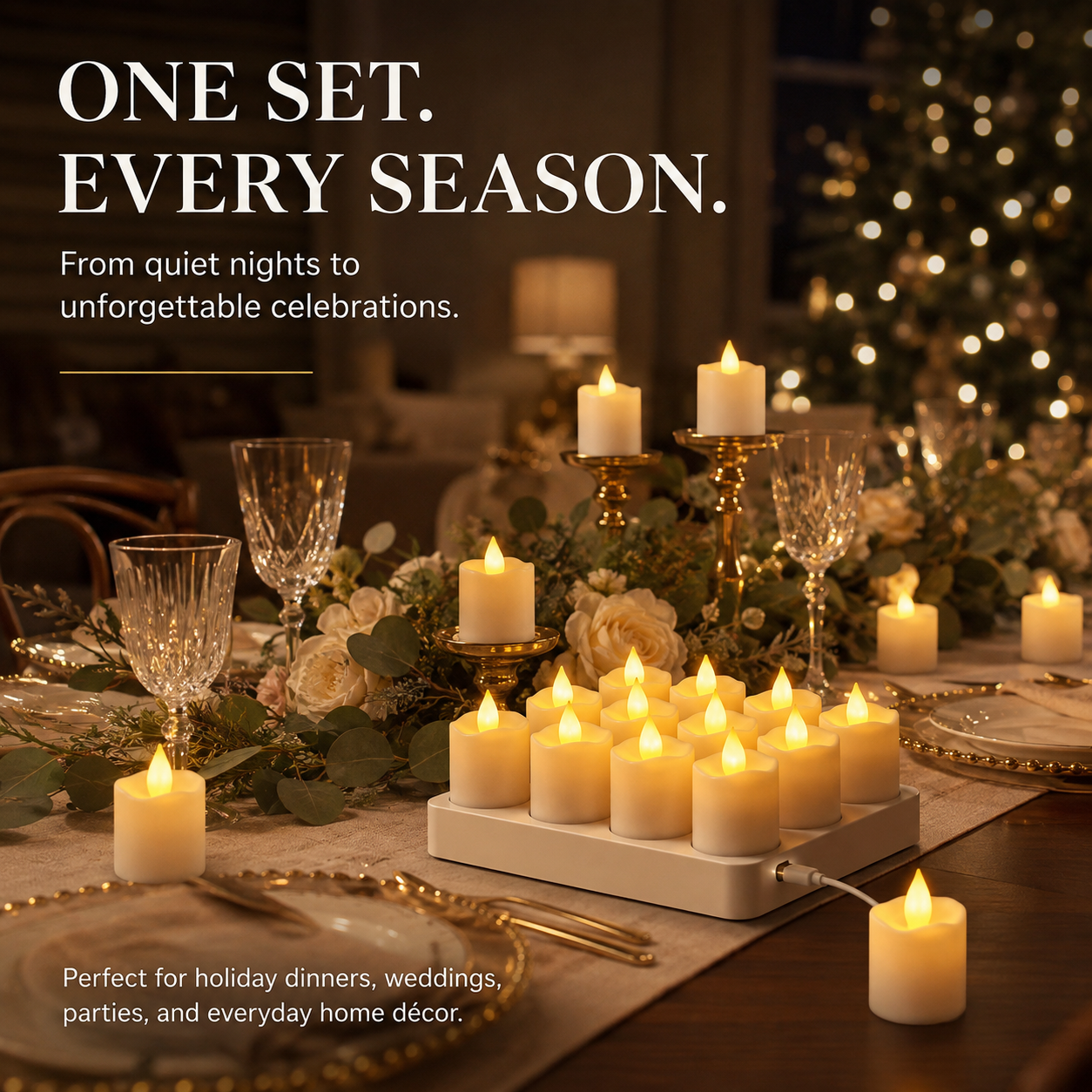🕯️ Rechargeable Flameless LED Candles with Remote & Timer – Cozy Flickering Glow for Home & Holiday Decor