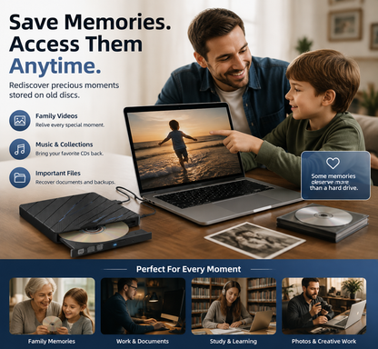 🔥 All-in-One External DVD Drive – Read, Burn, Transfer & Expand Your Laptop Connections