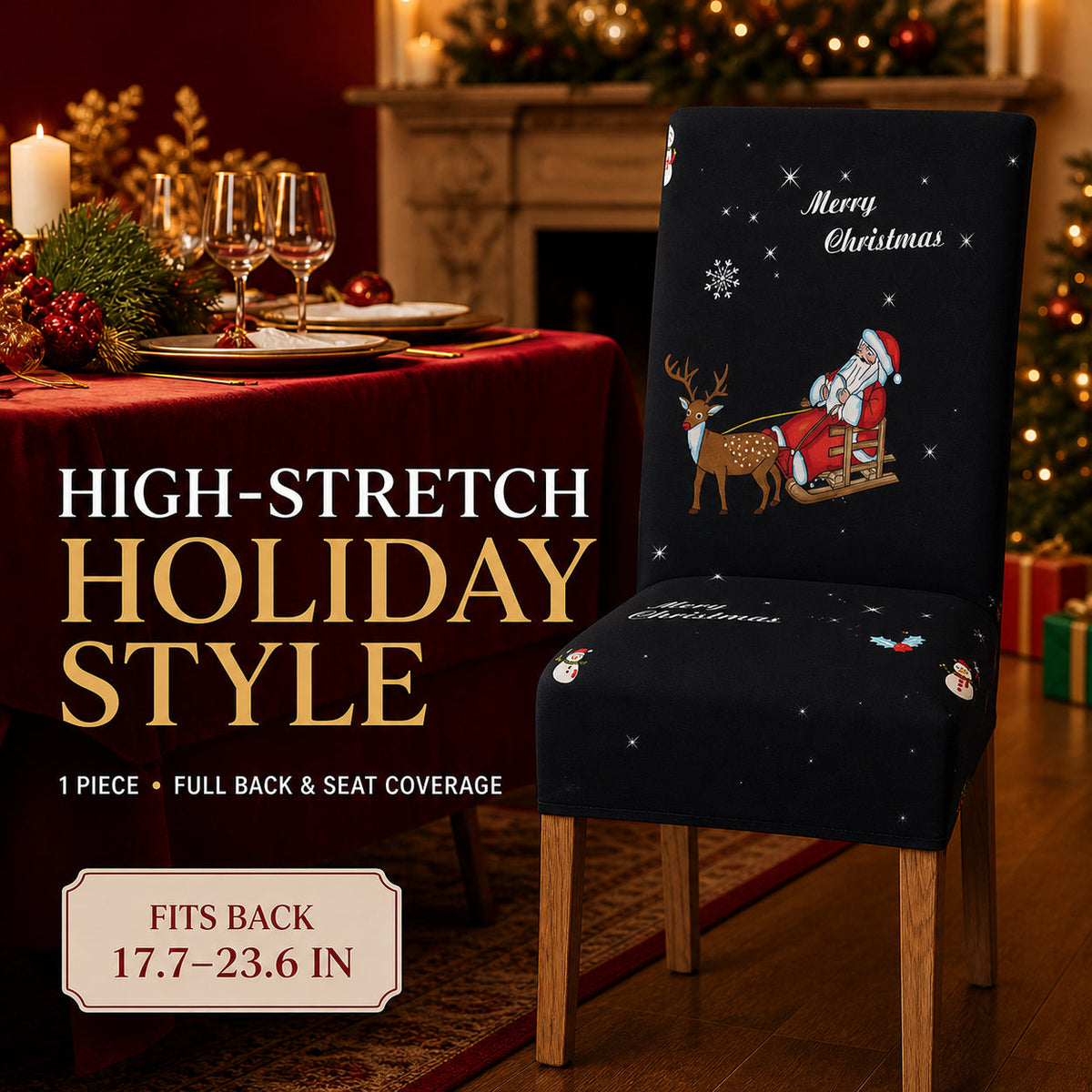 ✨ Christmas Stretch Dining Chair Covers – Instant Holiday Makeover🔥