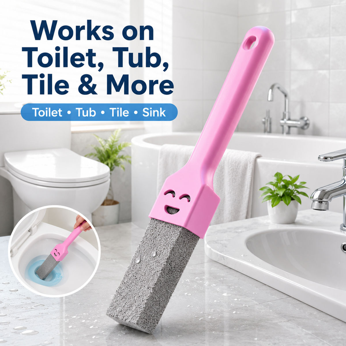 🚽 Long-Handle Pumice Cleaning Wand – Target Tough Hard Water Rings