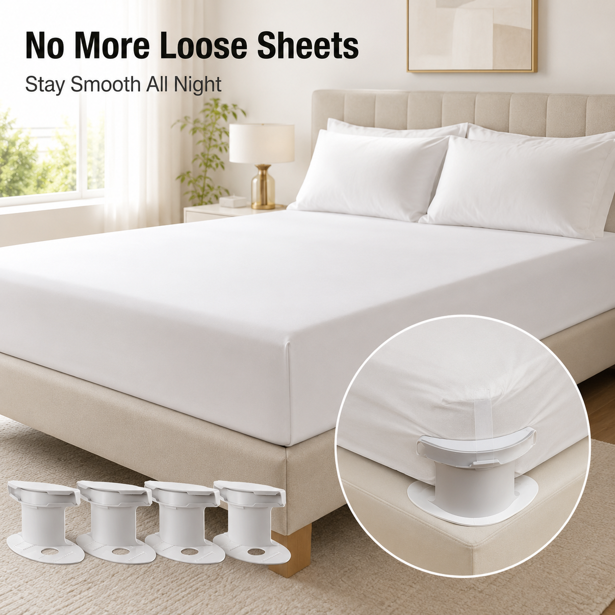 🛏️ 4PCS Invisible Bed Sheet Holders – Keep Sheets Tight & Wrinkle-Free