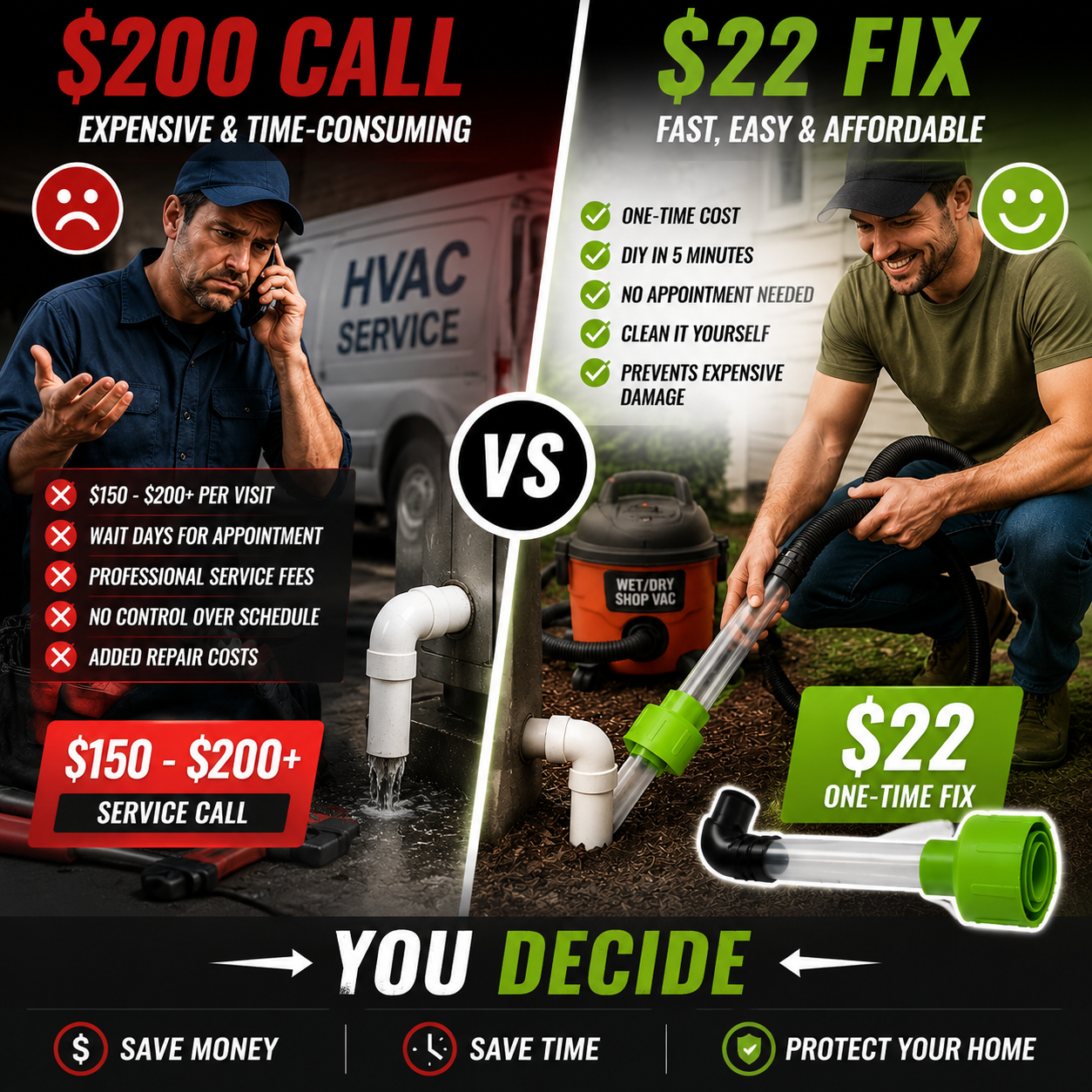 💨Clear Your AC Drain in Minutes — No Plumber Needed.