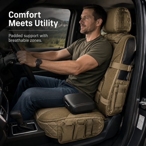 🚗 MOLLE Car Seat Organizer – Tactical Storage & Seat Back Protection